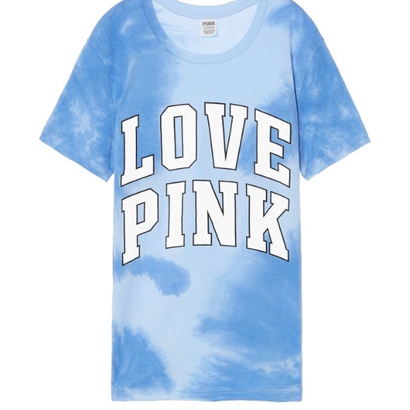PINK Victoria's Secret Tops - 💕VS PINK CAMPUS SHORT SLEEVE TEE TIE DYE BLUE